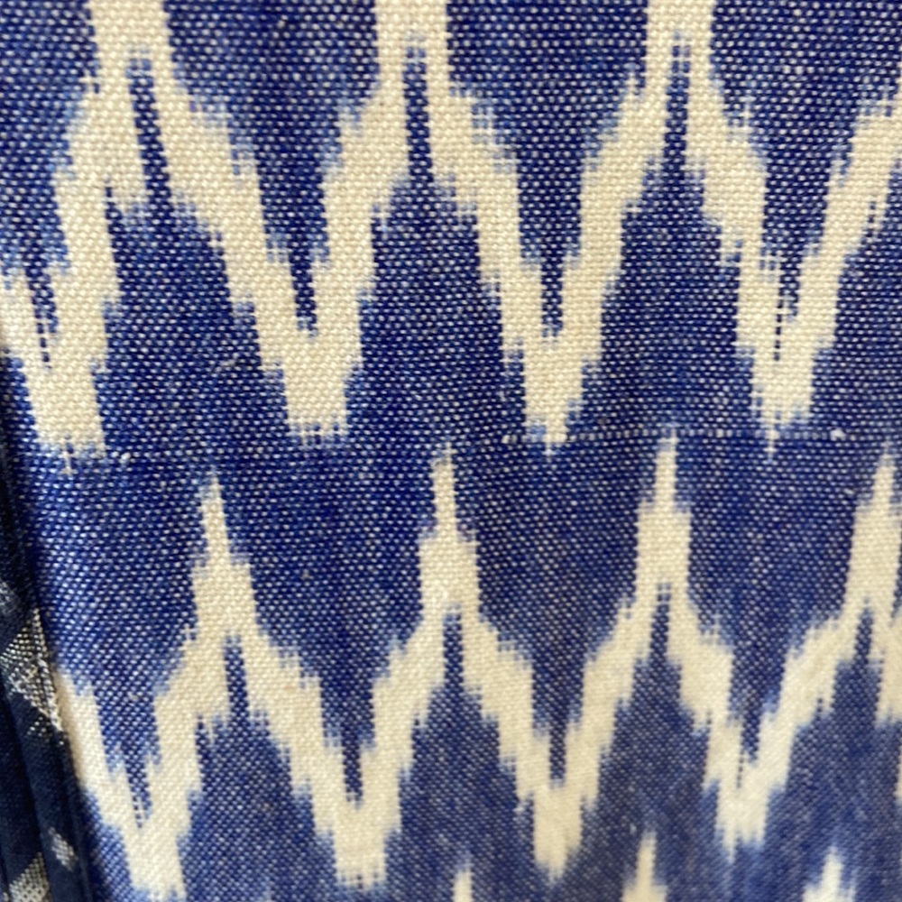 J. Crew Ikat Shift Dress Blue White Sleeveless High Low Hem Mini Size 2 Preppy - Picture 5 of 8